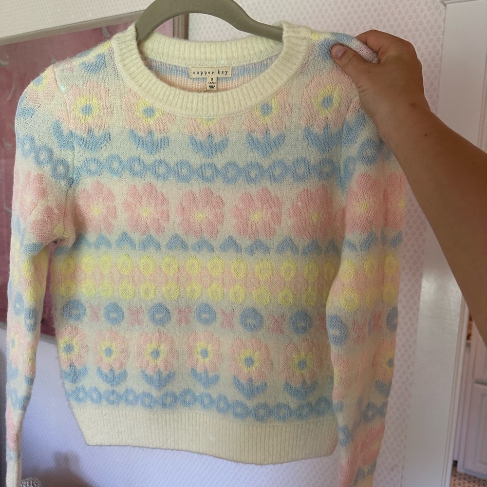 Copper Key Pastel Patterned Sweater